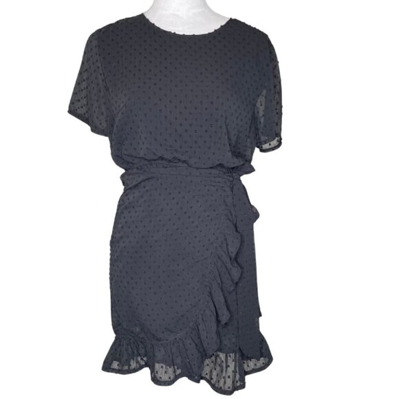Showpo. Dresses & Skirts - Showpo. Black Frill Lined Elastic Wrap Ruffle Short Sleeve Dress Size 4 Goth